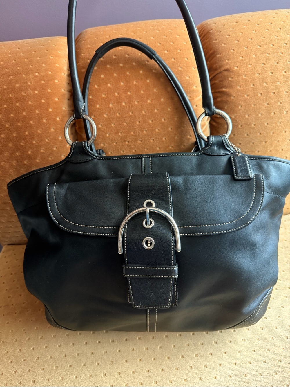Coach SoHo Black Leather XL Shoulder Bag VINTAGE